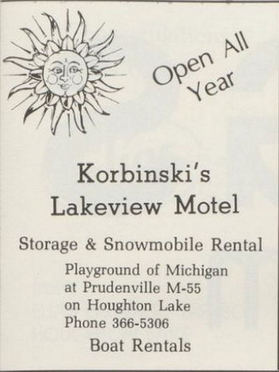 Korbinskis Lakeview Motel (McKees Coffee Bar and Cabins, Denton Creek Motel) - Vintage Yearbook Ad (newer photo)